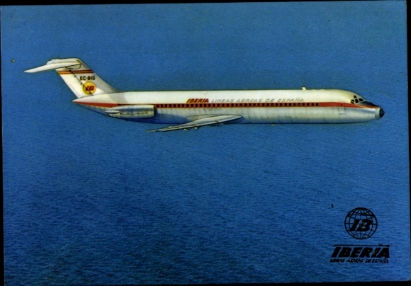 Postcard Spanish passenger aircraft, Iberia, Douglas DC 9