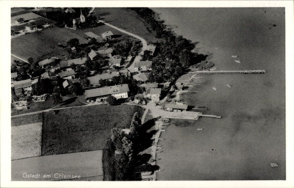 Postcard Gstadt am Chiemsee, aerial photograph