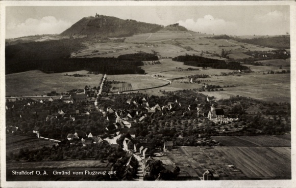 Postcard Straßdorf Schwäbisch Gmünd in Württemberg, aerial photograph