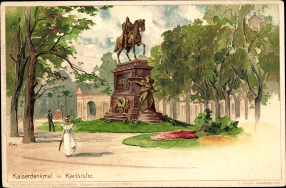 Artist Chromo-Litho Kley, Heinrich, Karlsruhe in Baden, Kaiserdenkmal