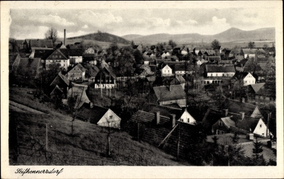Postcard Seifhennersdorf in Saxony, view of the place with Lausche and Burgsberg