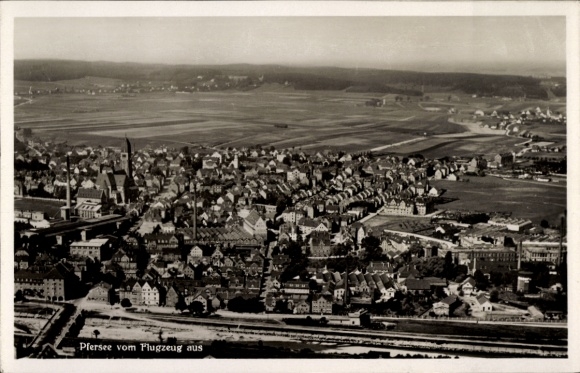 Postcard Pfersee Augsburg in Swabia, aerial photograph