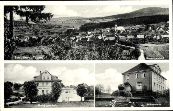 Postcard Schloßborn Glashütten im Taunus, general view, district youth home, Marienruhe