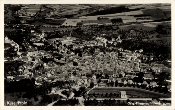 Postcard Kusel in der Pfalz, aerial photograph, Remigiusberg