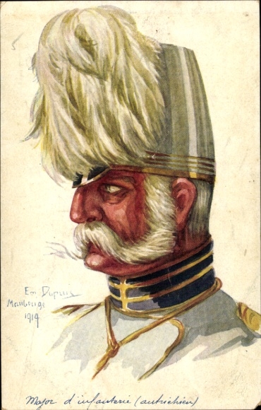 Kunstenaar Ak Dupuis, Emil, majoor van de Oostenrijkse infanterie, 1914