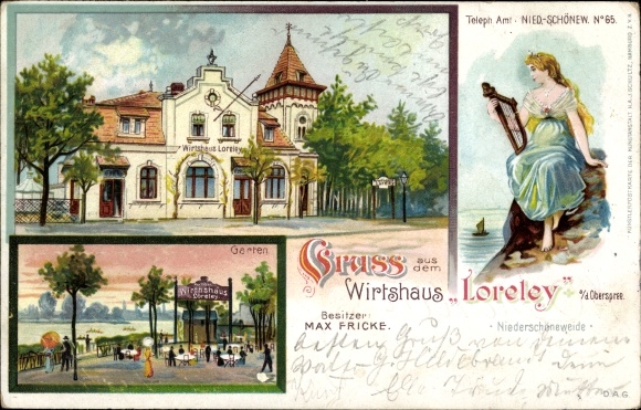 Chromo-Litho Berlin Treptow Niederschoeneweide, inn Loreley on the Oberspree
