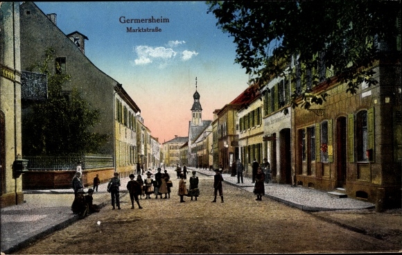 Postcard Germersheim am Rhein, Marktstrasse