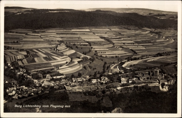 Postcard Thallichtenberg in der Pfalz, Lichtenberg Castle, aerial photograph
