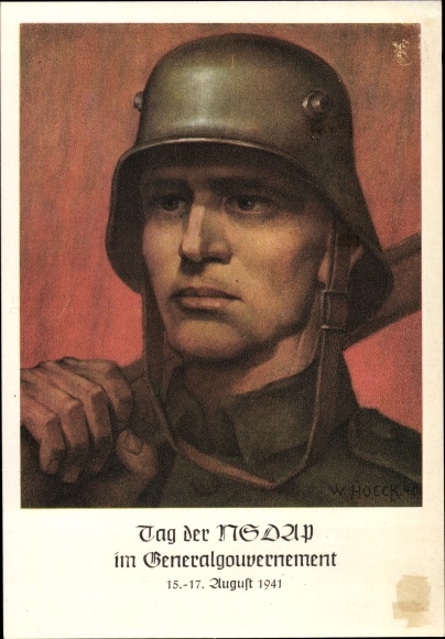 Artist PC Hoeck, W., Kraków, Day of the NSDAP in the General Government 1941, Wehrmacht soldier