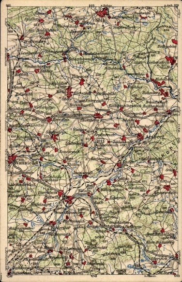 Maps Postcard Wunsiedel in the Fichtelgebirge Upper Franconia, Wona Map