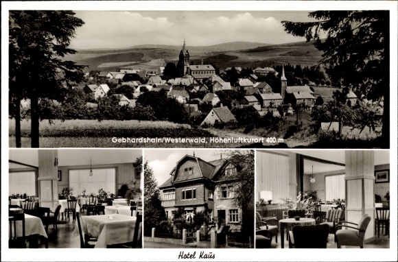 Postcard Gebhardshain Westerwald, view of the town, Hotel Klaus