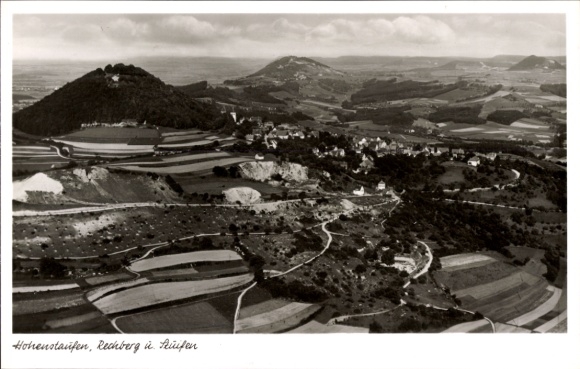 Postcard Hohenstaufen Göppingen in Württemberg, Rechberg, aerial photograph