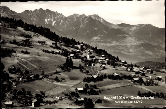 Ak Raggal Großwalsertal Österreich, Panorama mit Gebirge
