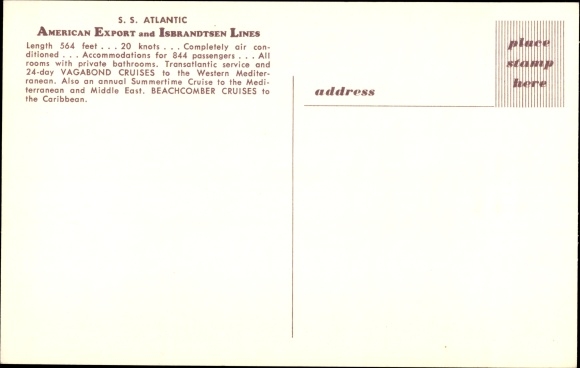 Ak stoomschip SS Atlantic, American Export Isbrandtsen Lines