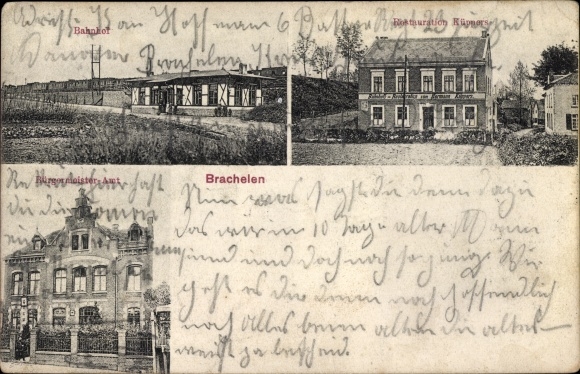 Ak Brachelen Hückelhoven Nordrhein Westfalen, Bahnhof, Bürgermeisteramt, Restauration Küpners