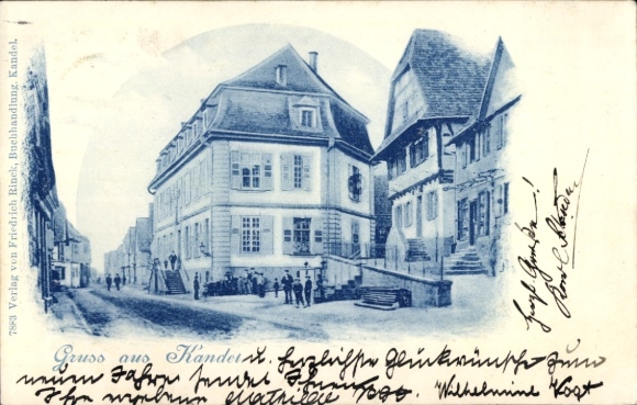 Postcard Kandel in the Palatinate Bienwald, street section