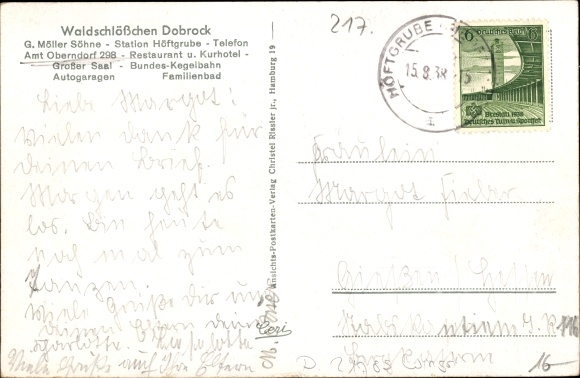 Postcard Dobrock Wingst in the district of Cuxhaven, Waldschlösschen, owner G. Möller Söhne