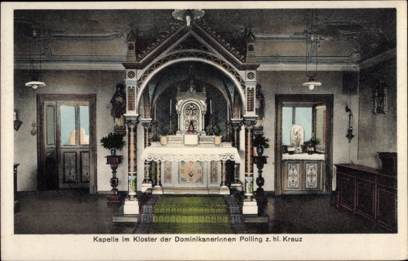Ak Polling in Weilheim Oberbayern, klooster van de Dominicaanse nonnen van het Heilig Kruis, kapel
