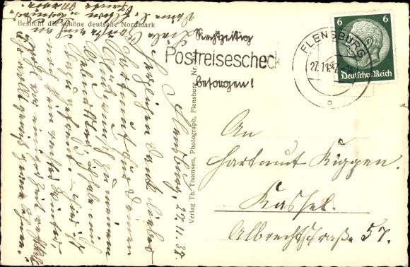 Postcard Glücksburg on the Baltic Sea, steamer at the pier