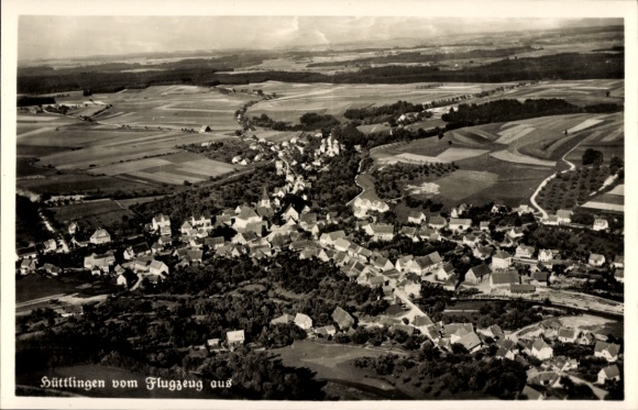 Postcard Hüttlingen in Württemberg, aerial photograph
