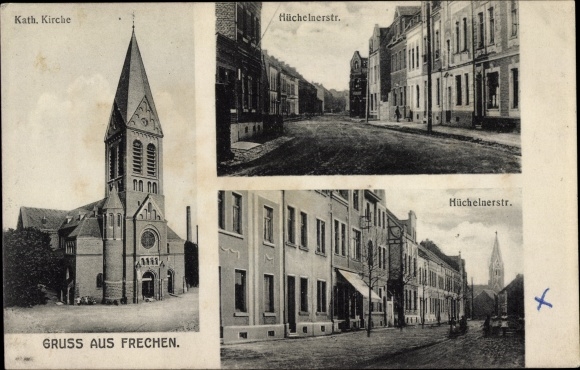 Postcard Frechen North Rhine-Westphalia, Catholic Church, Hüchelnerstrasse