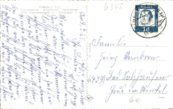 Postcard Eibelshausen Eschenburg in Hesse, total view, bridge, partial view
