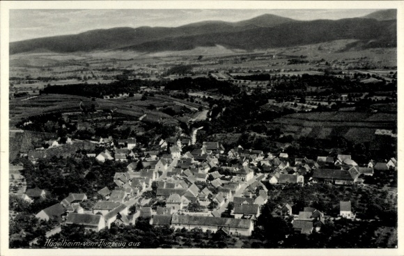 Postcard Hügelheim Müllheim in Baden Markgräflerland, aerial photograph
