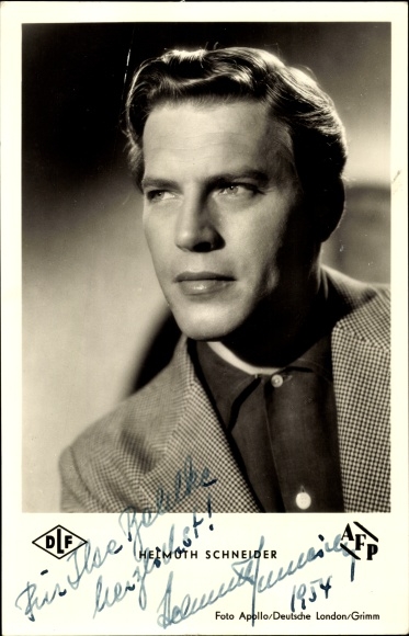 Postcard actor Helmuth Schneider, portrait, autograph
