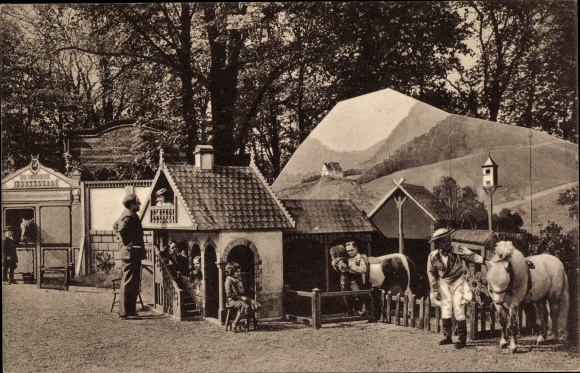 Postcard Schaefer&#39;s fairytale town of Lilliput, Pony