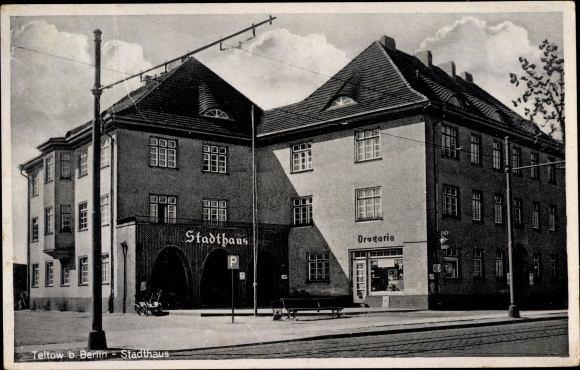 Ak Teltow in Brandenburg, herenhuis, drogisterij