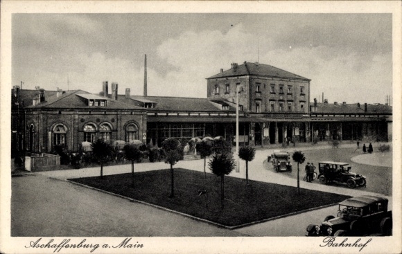 Ak Aschaffenburg in Unterfranken, Bahnhof