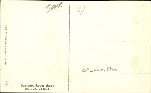 Postcard Hamburg Eimsbüttel Harvestehude, Oberstraße with clinic