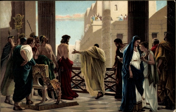 Artist Postcard Ciseri, Ecce Homo, Jesus Christ, Condemnation, Stem