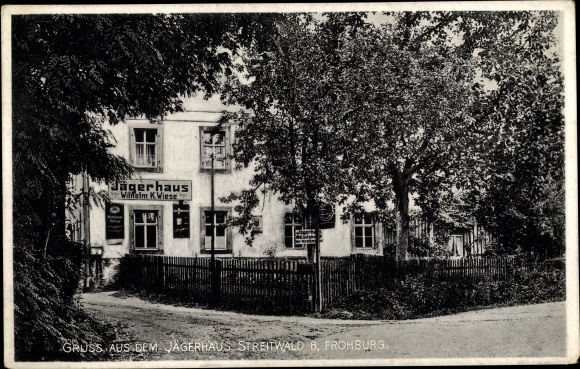 PC dispute forest Frohburg in Saxony, Jägerhaus, owner WK meadow, road section, shield