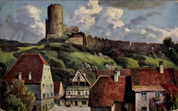 Artist Postcard Bürger, W., Kaysersberg Kaysersberg Alsace Haut Rhin, view of the castle