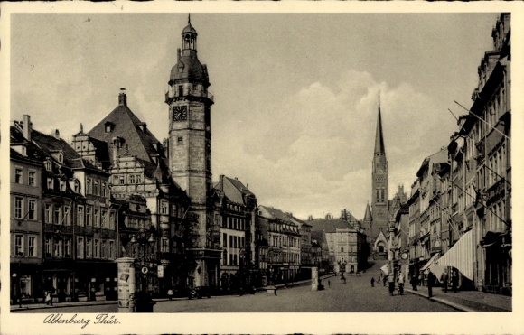 Ak Altenburg in Thüringen, Historische Stadtansicht, Turm, Kirchen, alte Architektur, klare Himme