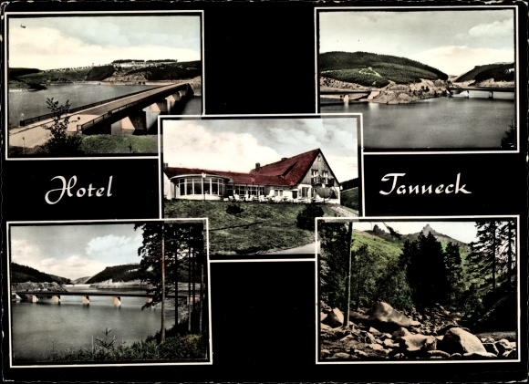 Postcard Schulenberg Clausthal Zellerfeld in the Harz Mountains, Hotel Tanneck, Okertalsperre