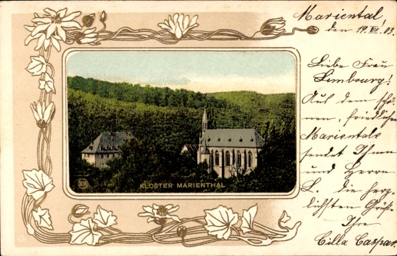 Passepartout Postcard Marienthal in the Rheingau Geisenheim am Rhein Hesse, Marienthal Monastery
