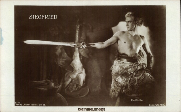 Ak Schauspieler Paul Richter als Siegfried, Die Nibelungen, Filmszene, Ross Verlag 672 1