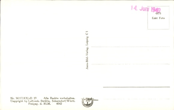 Postcard Torgelow an der Uecker, aerial photograph
