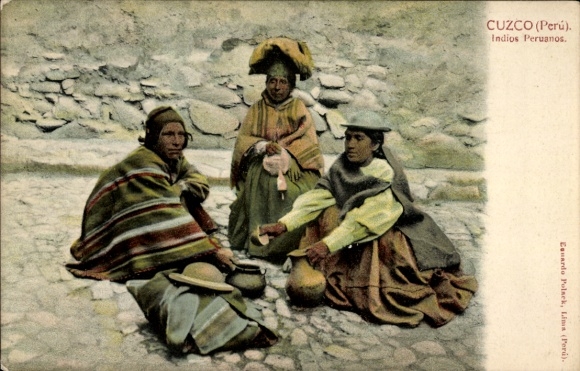 Ak Cuzco Peru, indianen, Peruanen, traditionele klederdracht
