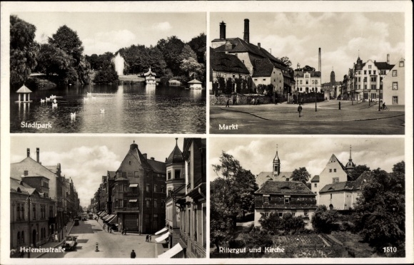 Ak Limbach in Sachsen, Stadtpark, Markt, Straße der SA, Rittergut, Kirche