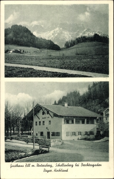 Postcard Marktschellenberg in the Berchtesgaden region of Upper Bavaria, Inn Zill with Untersberg