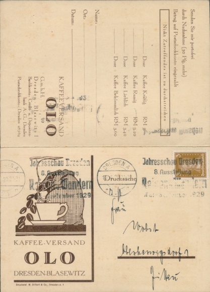 Folding PC advertising, coffee delivery service Olo, Dresden-Blasewitz