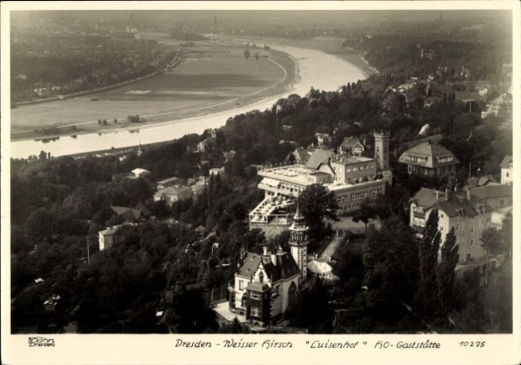 Ak Dresden Weißer Hirsch,  Weisser Hirsch, Cuisenhof, Gaststätte, Blick auf die Elbe