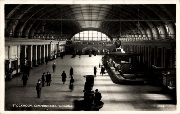 Postcard Stockholm Sweden, Central Station, Hall