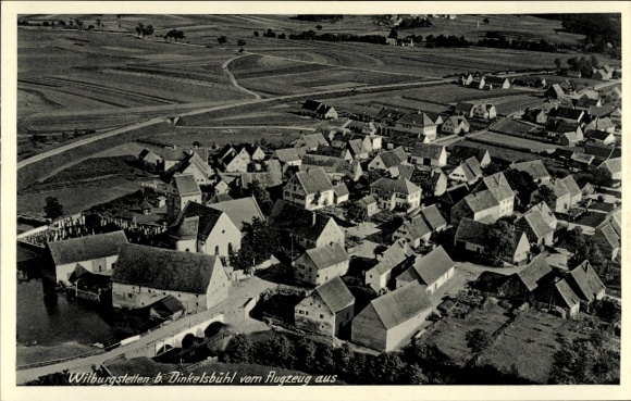 Ak Wilburgstetten in Midden-Franken, luchtfoto, veel huizen, landelijke omgeving, woongebouwen, B