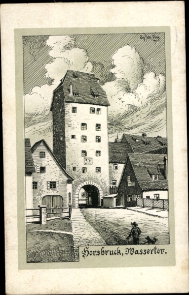 Künstler Ak Hersbruck in Mittelfranken, Wassertor