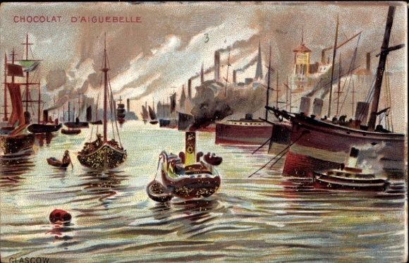 Artist PC Glasgow Scotland, harbor, boats, Chocolat d'Aiguebelle
