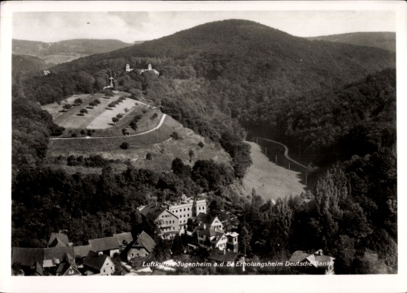Ak Jugenheim aan de Bergstrasse Hessen, luchtfoto, rusthuis Deutsche Bank